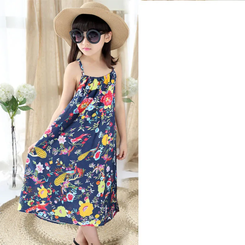 Holiday Beach Teenage Girls Clothing Dress Flowers Printed Maxi Long Dresses Summer 8 10 12 13 14 Years 2019 Sundresses | Детская одежда