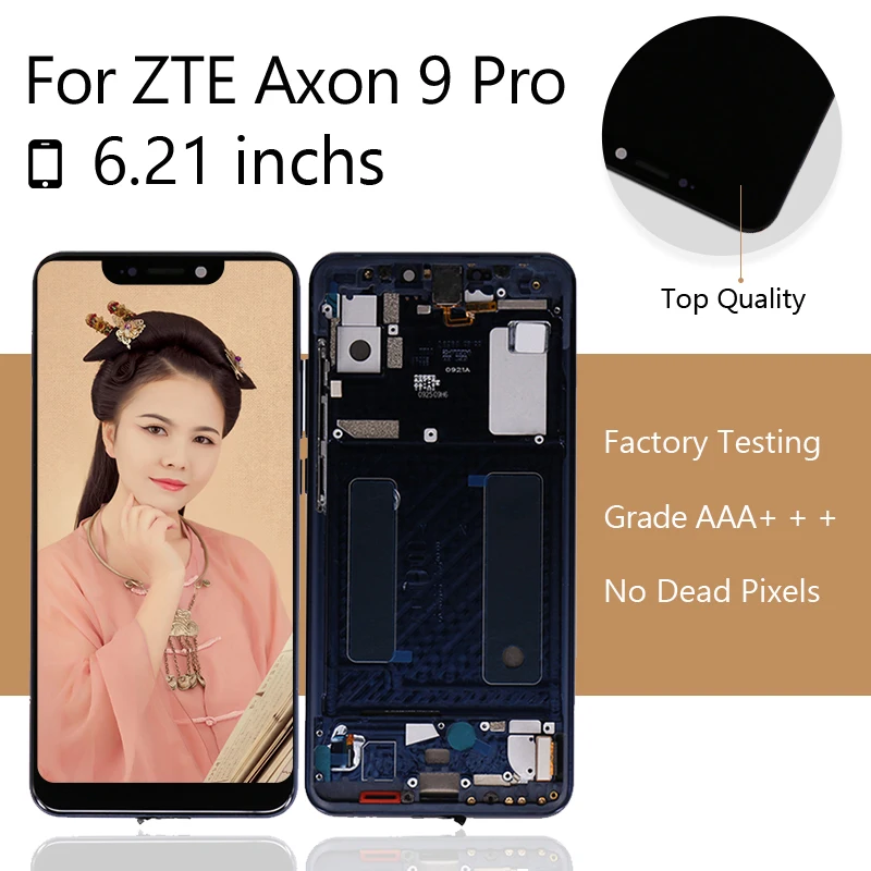 10 шт./лот сенсорный ЖК экран для ZTE Axon 9 Pro дигитайзер дисплей с рамкой Бесплатная