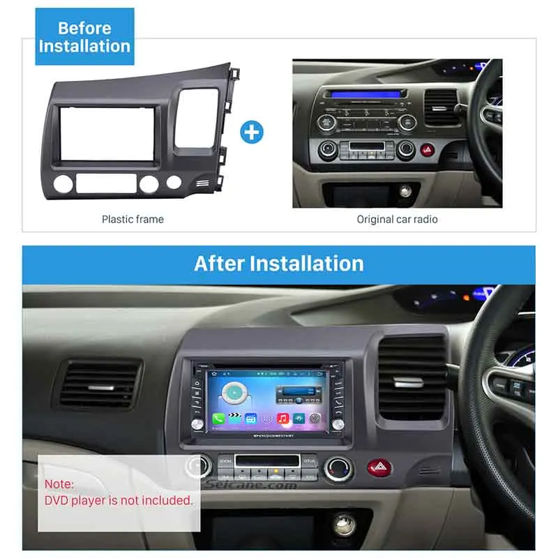 Seicane классический серый 2 Din для Honda Civic автомобильный радиоприемник комплект
