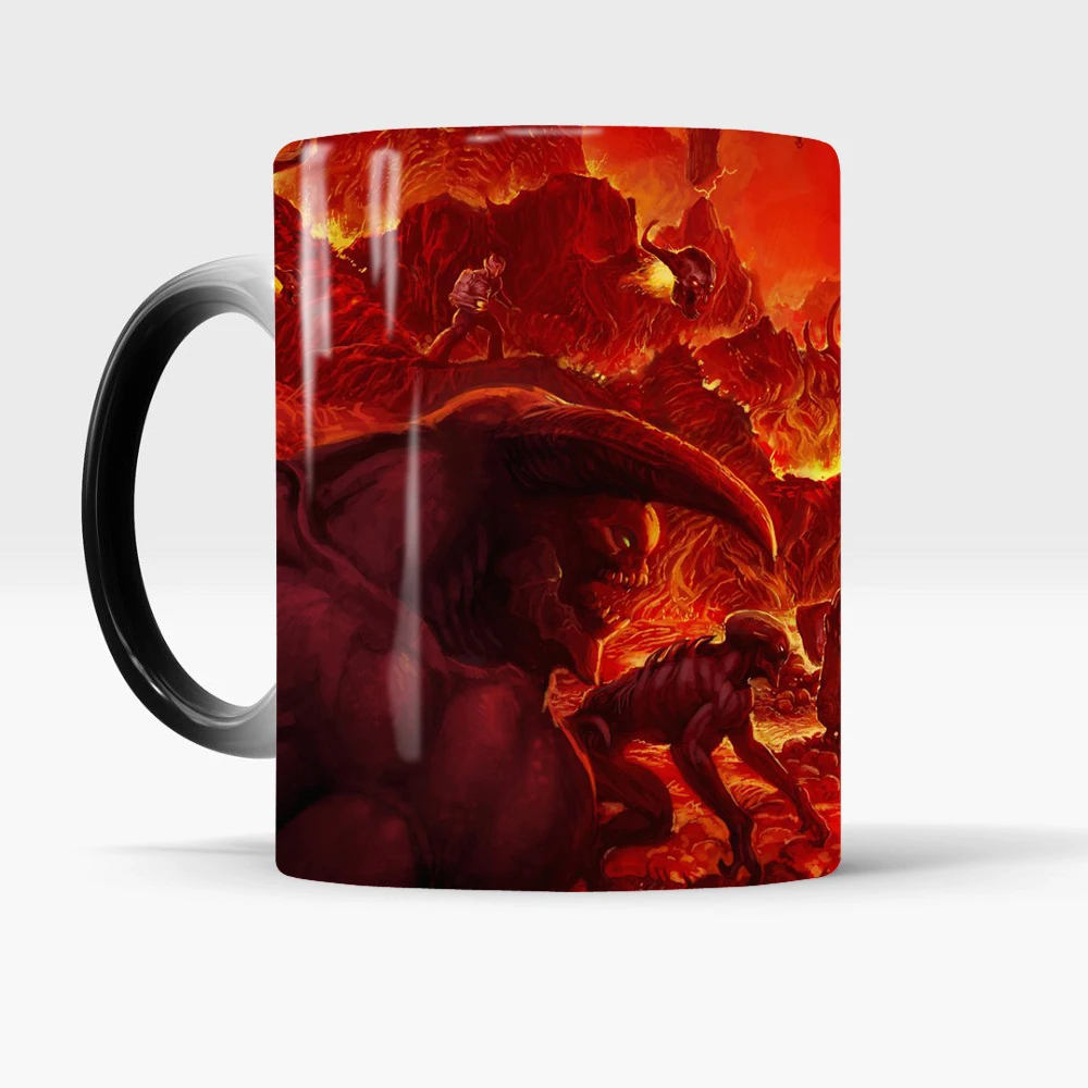 Кофейные кружки DOOM Game с изменением цвета чайная керамическая чашка подарок для