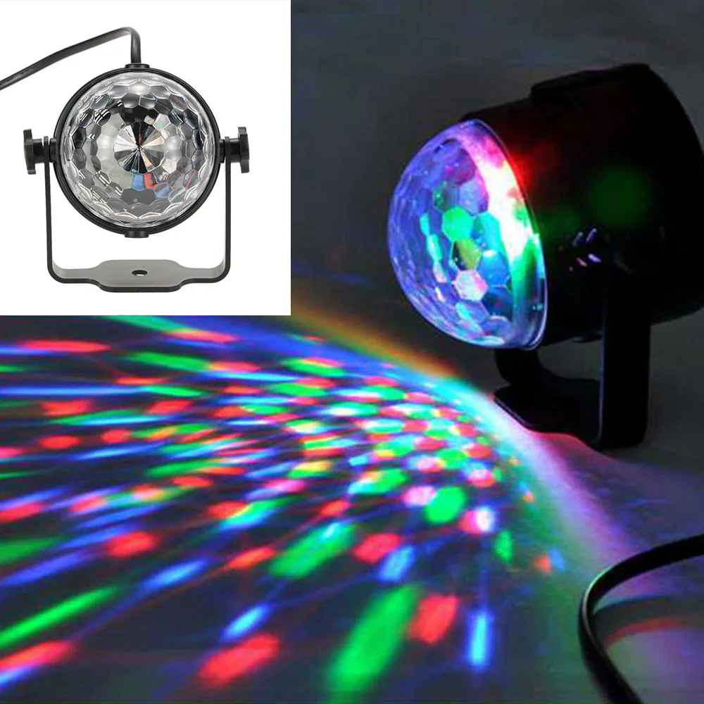 Дискотека шоу авто Звук Активированный 3 Вт RGB LED Мини кристалл магический