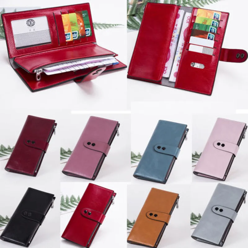 Брендовый новый стиль женский кожаный однотонный бумажник чехол клатч кошелек