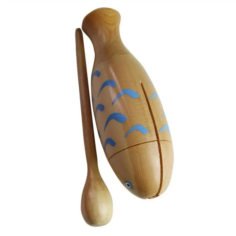 

Orff World Wooden Fish-Shaped Clappers Music Instrument With Percussion Stick