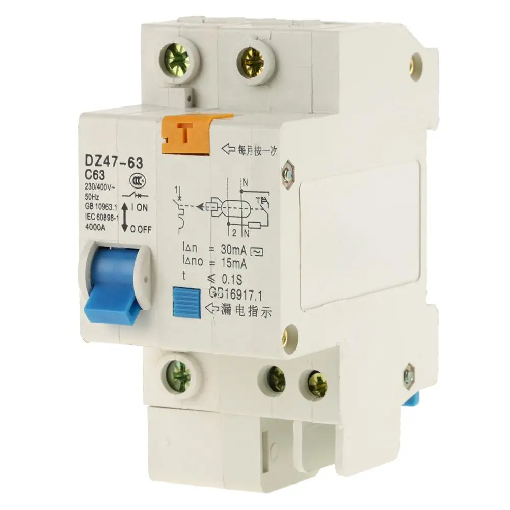 DZ47LE автоматический выключатель тока 1P + N 230 V 400 50HZ 60A 4KA C Тип остаточного