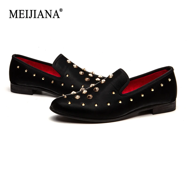 

MEIJIANA Metal Rivet Brand Black Men Shoes Driving Travel Casual Shoes Fashion Luxury Dinner Shoes 2019 New Men's Loafers