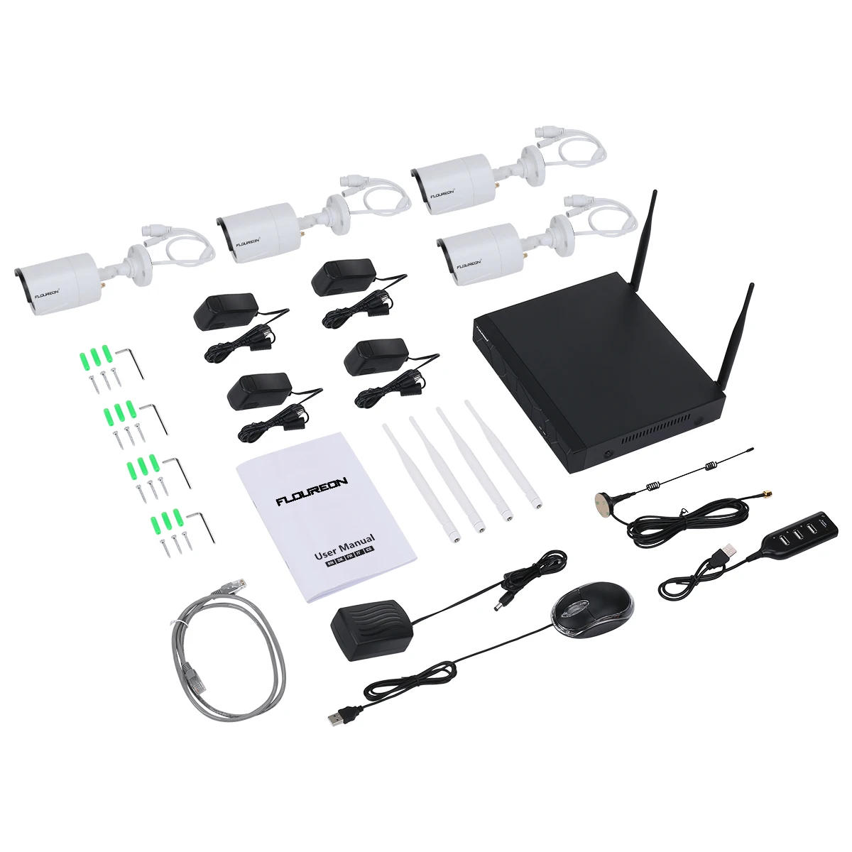 Floureon 1080 P 2.0MP WI FI беспроводные камеры безопасности Системы 4CH NVR с 4x1080 HD Indoor/outdoor