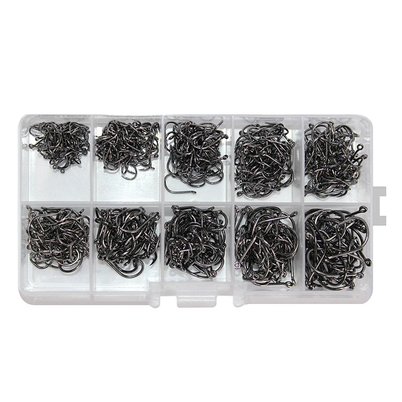 HOT 500Pcs/коробка для рыболовных крючков 10 размеров 3 # 12 Высокоуглеродистая сталь