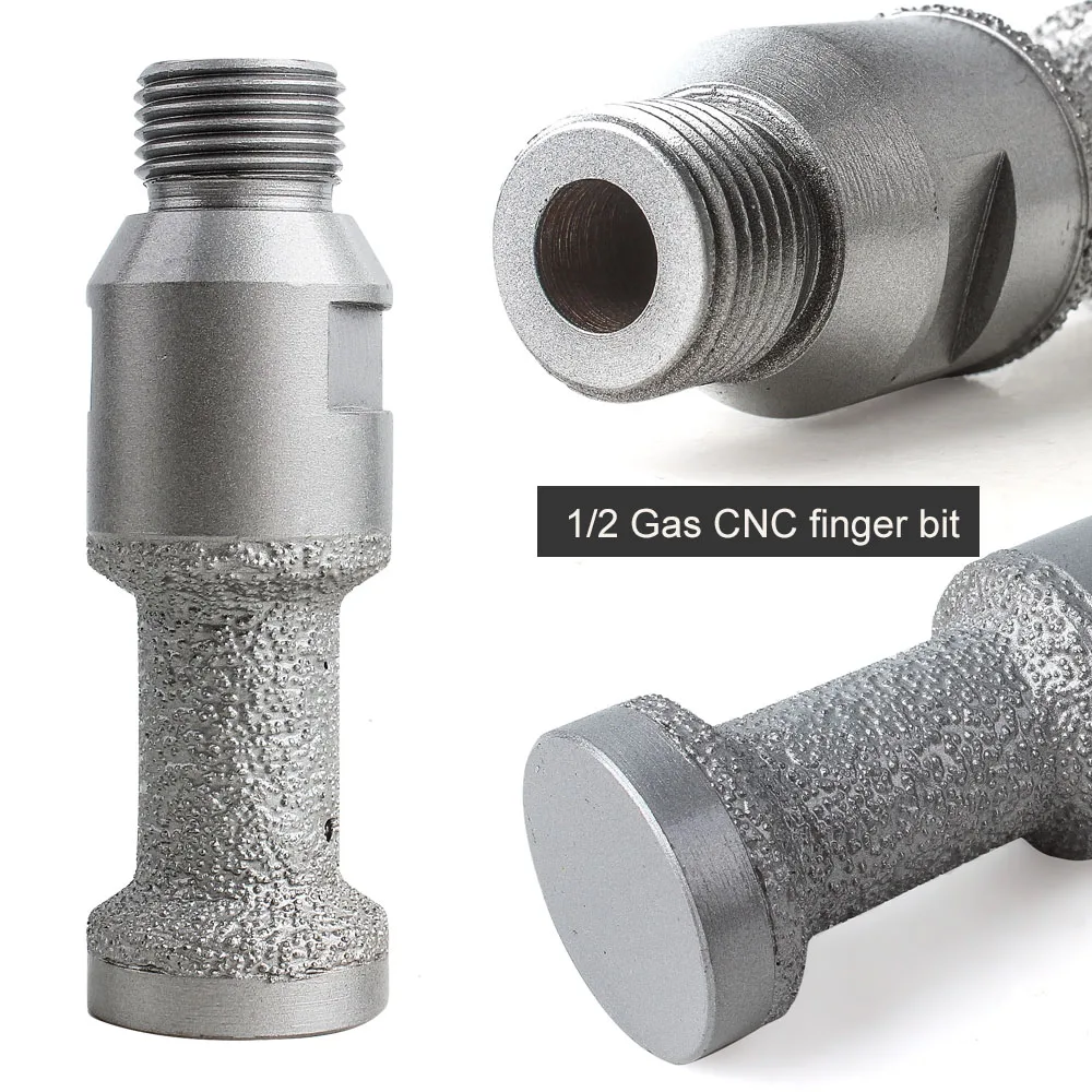 Diameter 20mm with 1/2 gas thread Vaccum Brazed CNC diamond finger bit for wet grinding stone edge counter-top