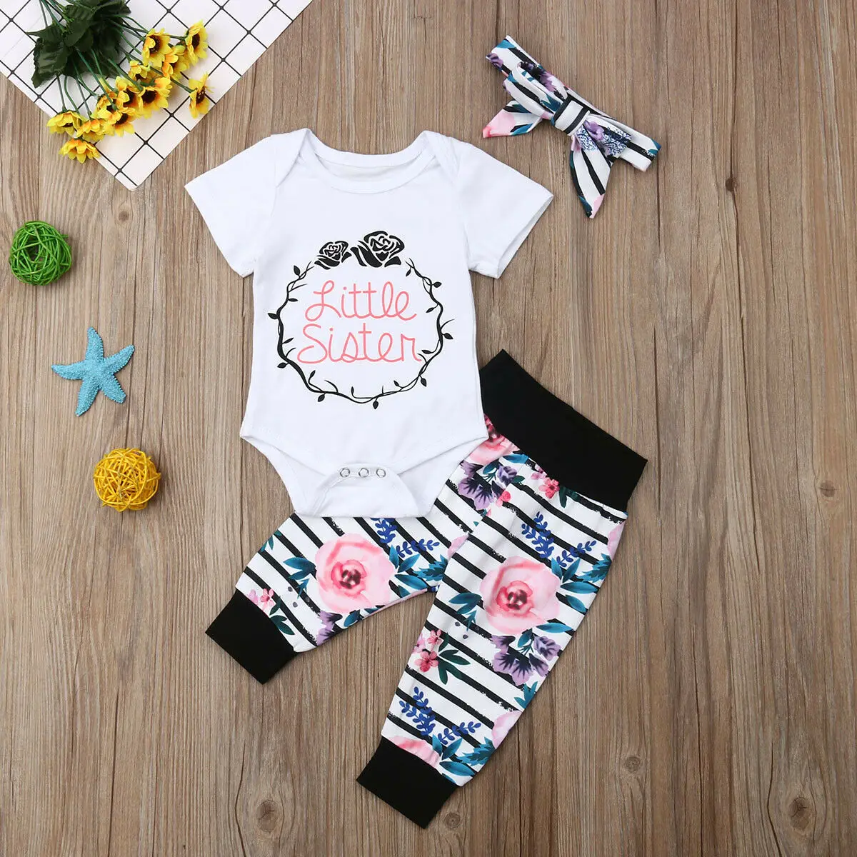 Новое поступление подходящие летние топы для сестры 3 шт. малышей детей младенцев