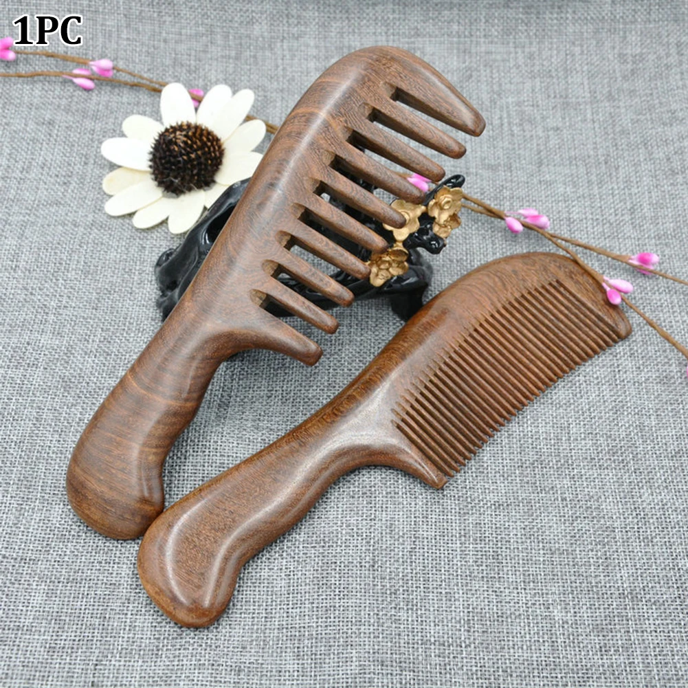 

Portable Wood Comb Boutique Large Green Sandalwood Wide/Dense Tooth Comb Coarse Tooth Massage Combs Hair Pear For Women L0725