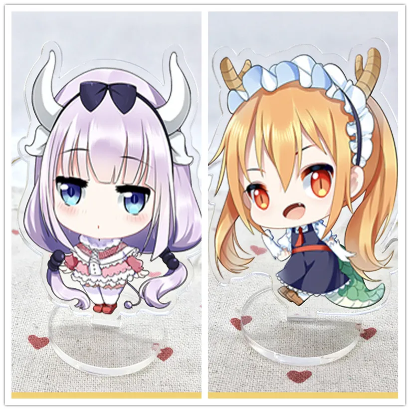 

10 pcs/lot Anime Miss Kobayashi's Dragon Maid Acrylic Toy Double sided KannaKamui Figure action model Doll for Gifts 9CM