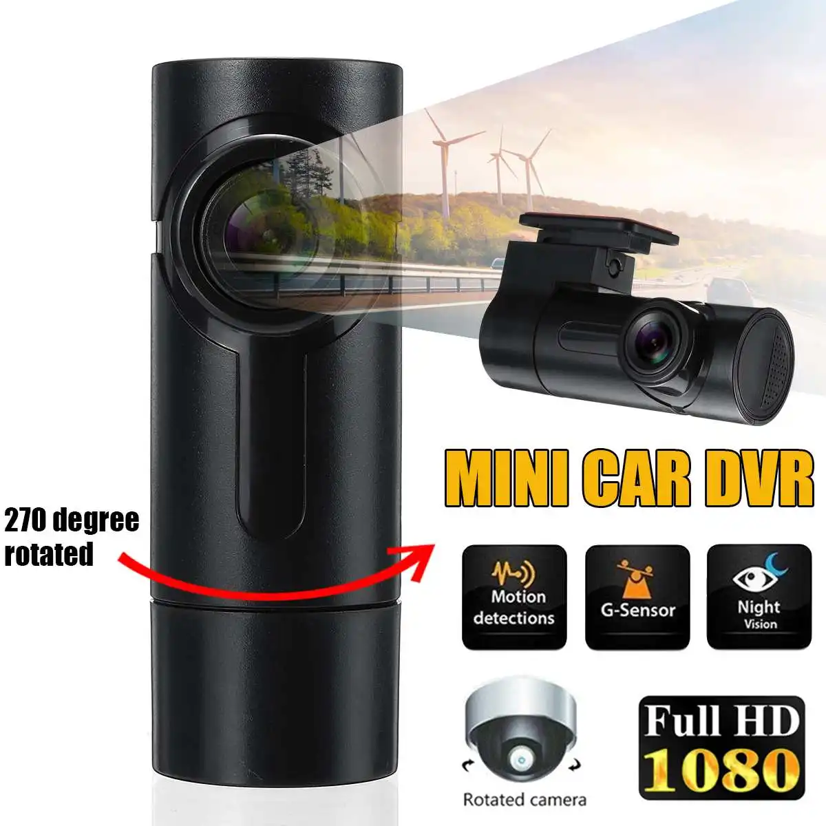 FHD 1080P Мини Автомобильный видеорегистратор с ночным видением 270 градусов