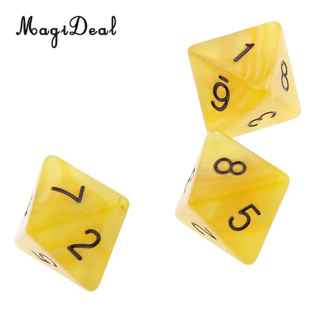 MagiDeal 10 шт./лот 8 односторонние акриловые кости D8 многогранные для вечерние