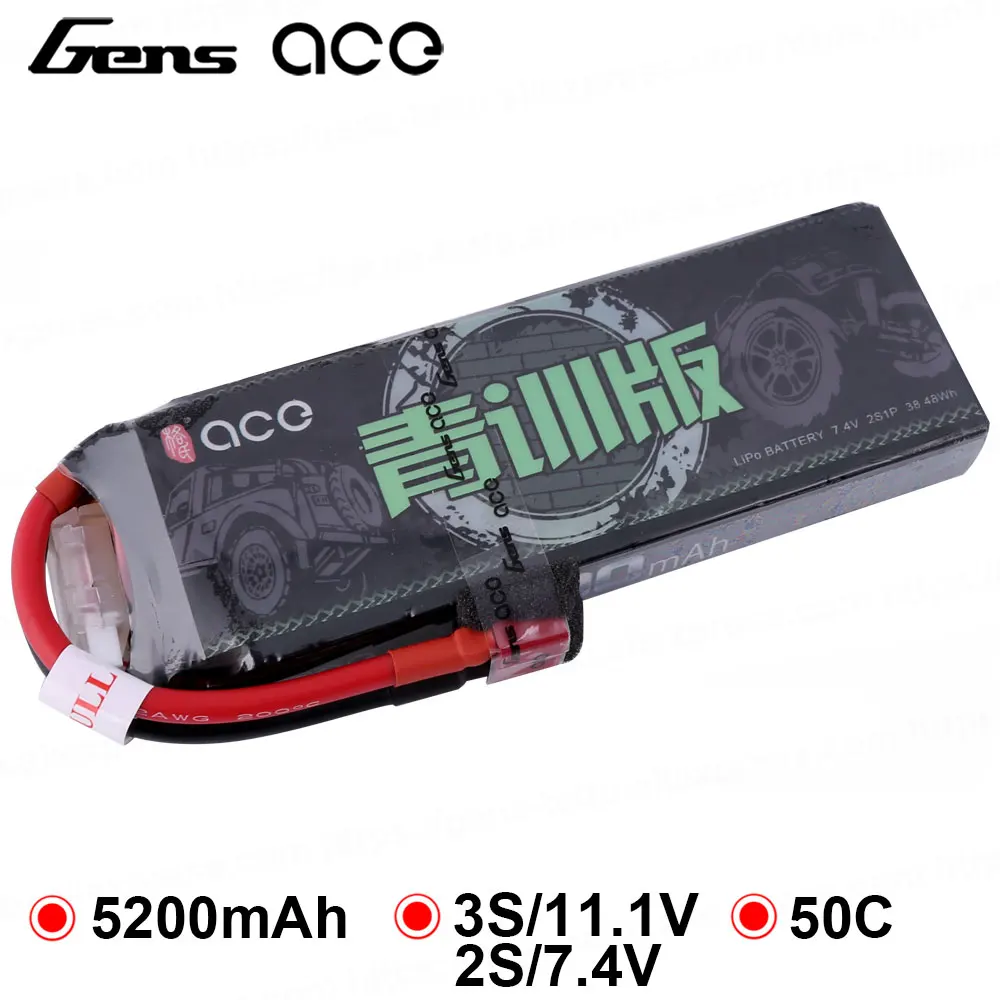 Gens ace Lipo Battery 5200 мАч 11 1 В батарейный блок 50C Deans Plug XT60 1/10 1/8 весы для Traxxas Slash 4x4 RC Car |