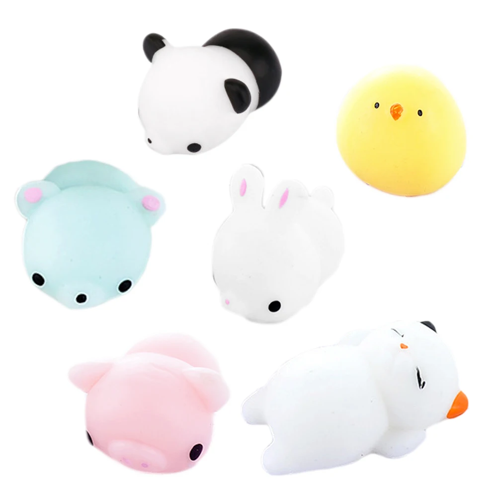Besegad 6 шт. TPR Kawaii милая кошка панда кролик Цыпленок сжимается мультфильм животное