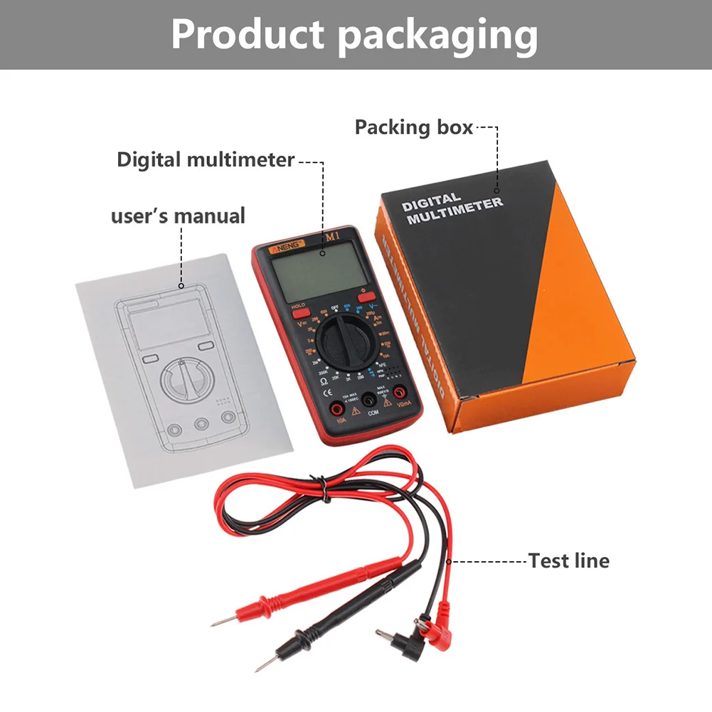 Портативный цифровой мультиметр с подсветкой AC/DC Амперметр Вольтметр Ом тестер