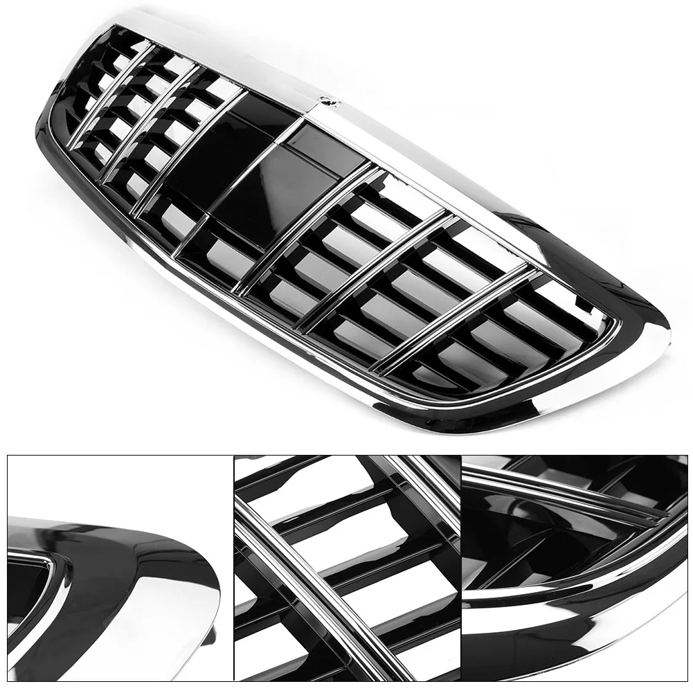 

W222 Car Front Grille GT R Mesh Grill For Mercedes Benz S-Class S550 S400 S450 S500 S560 Maybach 2014 2015 2016 2017 2018 Chrome