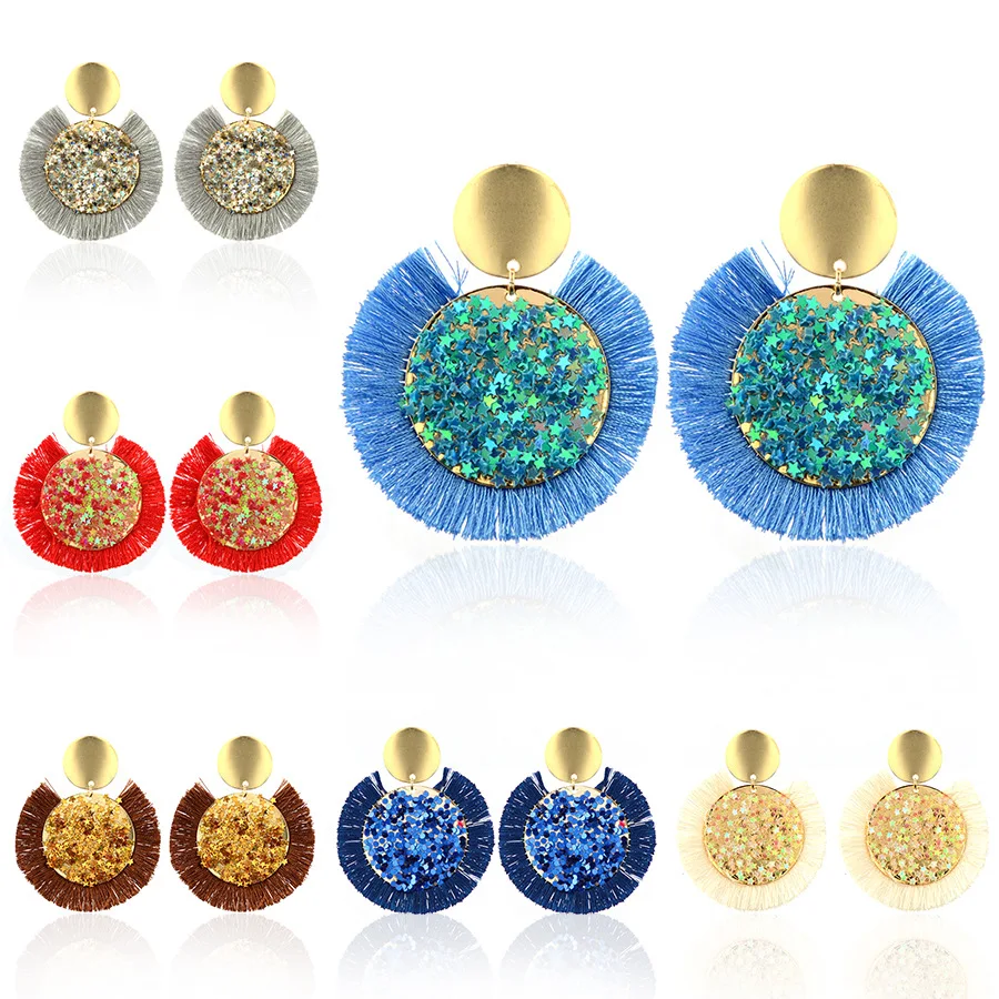Новые модные серьги с кисточками для женщин Brincos Boho Эффектные Кисти Круглый