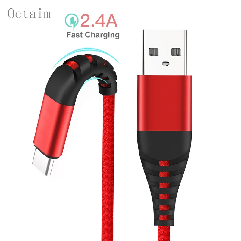 USB кабель для iPhone передачи данных быстрой зарядки нейлоновый Плетеный Micro Type C Samsung