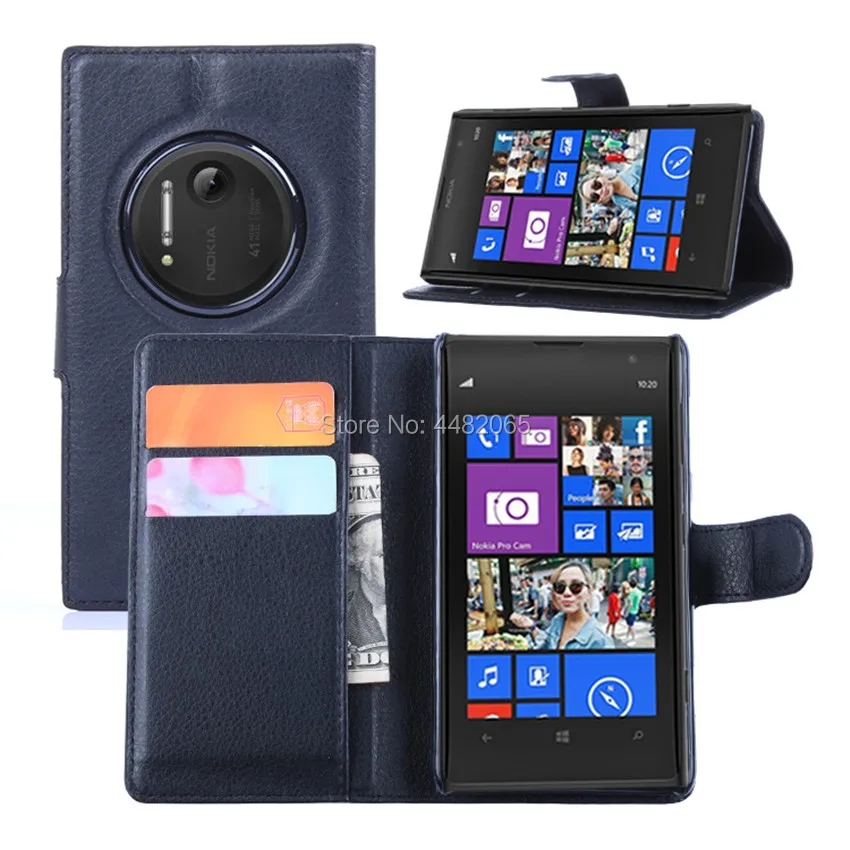 Роскошный защитный чехол Lychee из искусственной кожи для Nokia Lumia 1020 с откидной