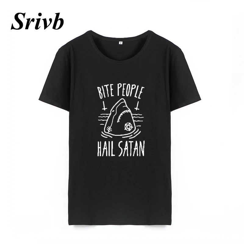 Женская футболка с надписью Hail satan Srivb Kawaii коротким рукавом Harajuku лето 2018 забавная
