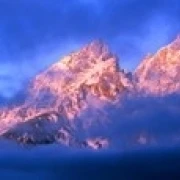 Storm clouds over mountains Cathedral Group Teton Range Гранд-Титон национальный парк Вайоминг США плакат