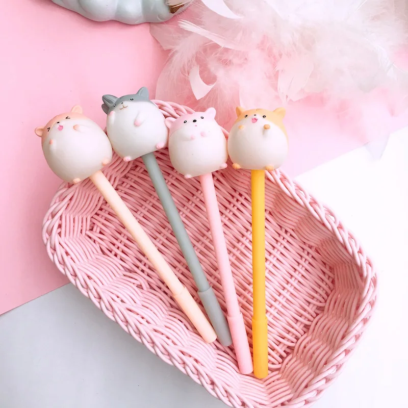 1 шт. милый хомячок гелиевая ручка Kawaii Мультфильм обычные ручки для детей девочек