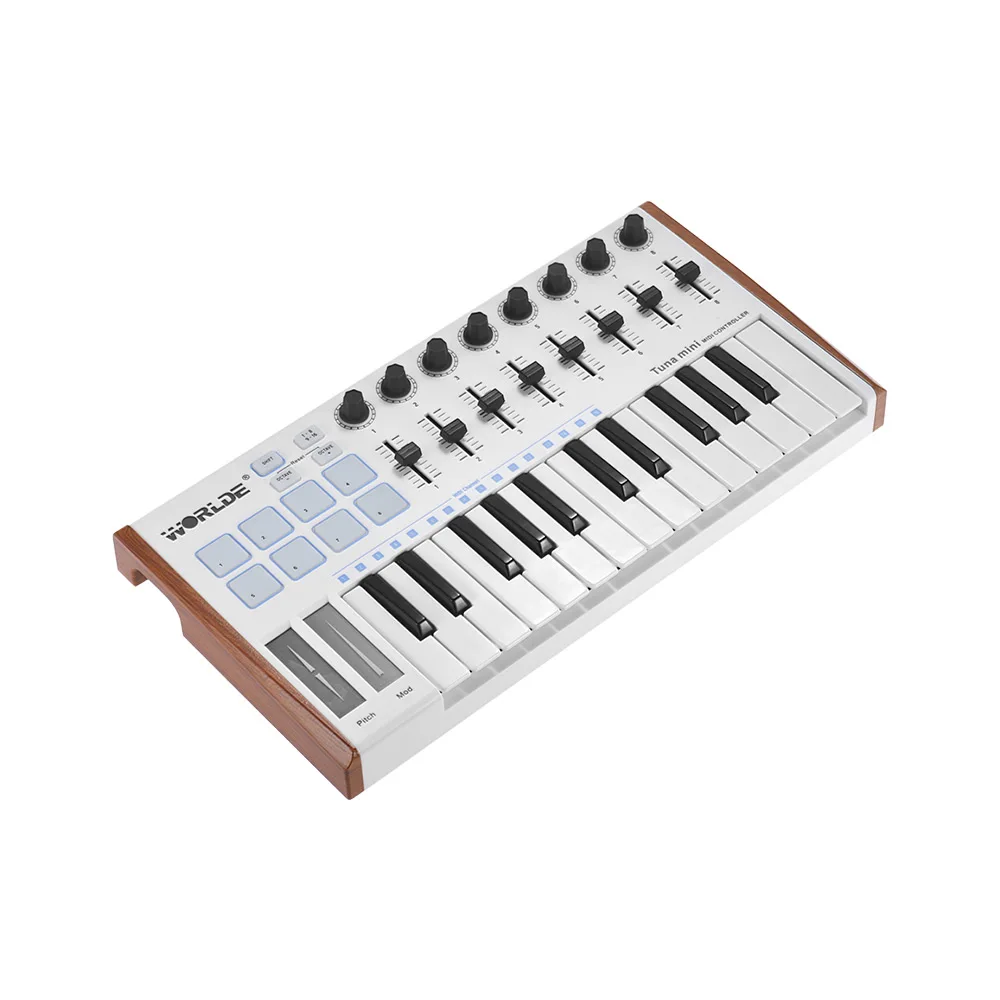 Тунец мини ультра Портативный 25 ключ USB MIDI контроллер клавиатуры 8 RGB подсветкой