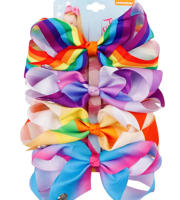 Заколка для волос JOJO Grosgrain 4 шт./компл. 5 дюймов с зажимом девочек цветным бантом