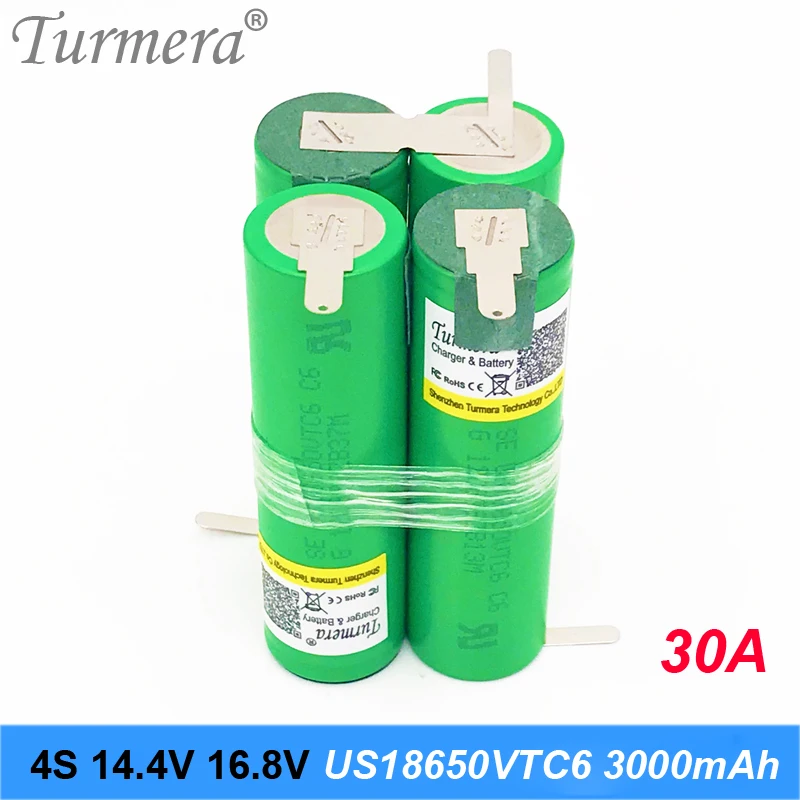 3S 12 6 V 4S 16 8 аккумулятор US18650VTC6 3000mah 30A разрядный ток для шуруповерта батареи