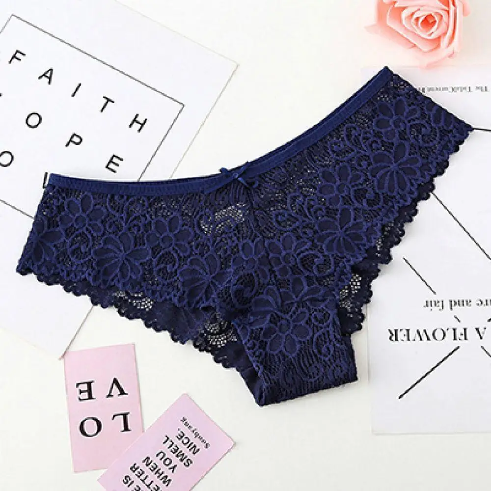 Ekouaer 3pcs/Lot Sexy Lace Panties Seamless Women Underwear Briefs Ladies Bikini Cotton Transparent Lingerie Female Underpants |