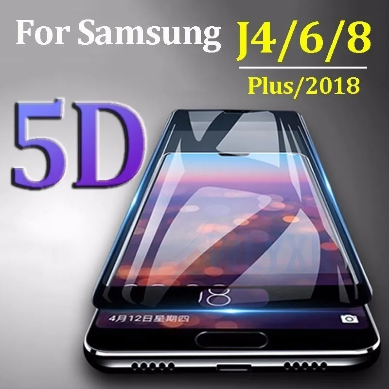 5d Закаленное стекло протектор экрана для samsung galaxy j4 j6 plus 2018 glas на sansun j4plus j6plus j 4 6 4j 6j
