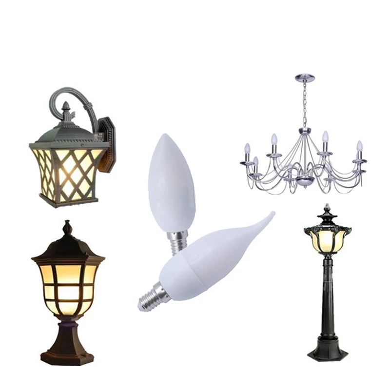 1 шт. Светодиодная лампа E12 LED имитация пламени огнеупорная Современный домашний