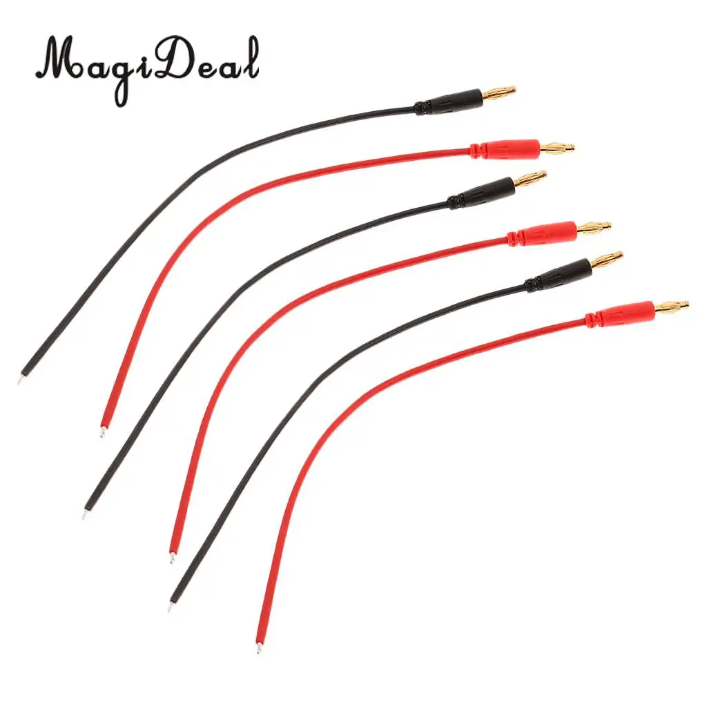 MagiDeal 6 шт Банан 4 мм пулевое зарядное устройство разъемы плюс 16AWG силиконовый