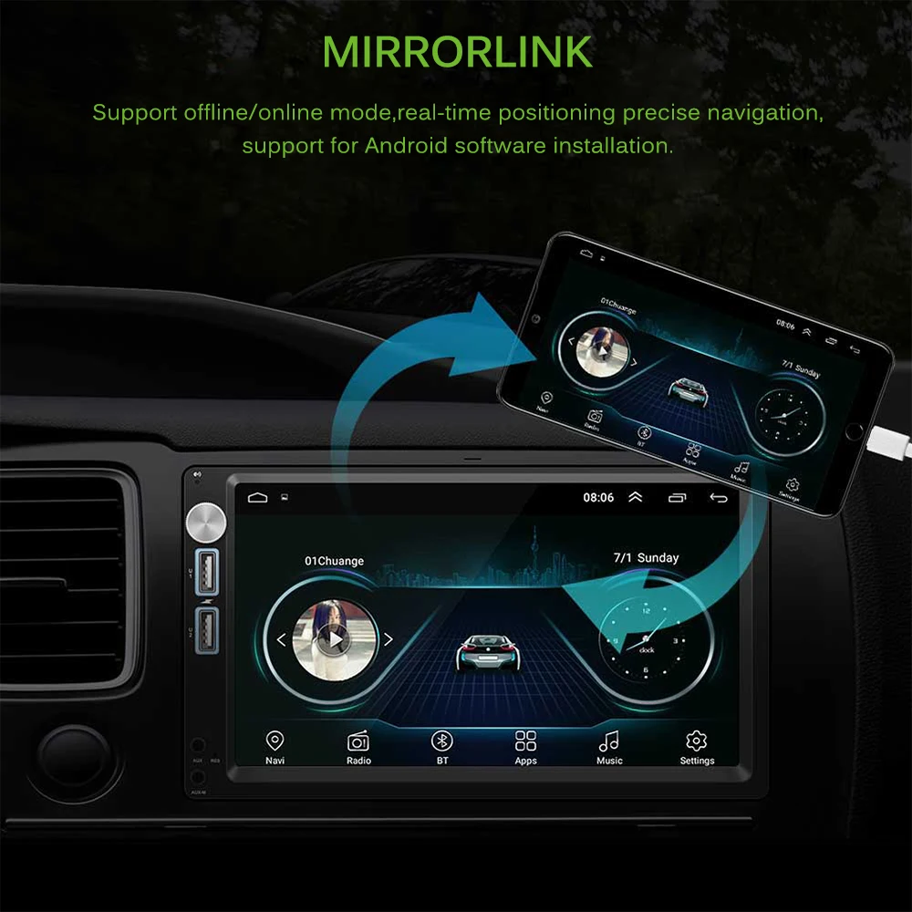 2 в 1 USB автомобильный комплект для IOS Android FM Автомобильный мультимедийный плеер