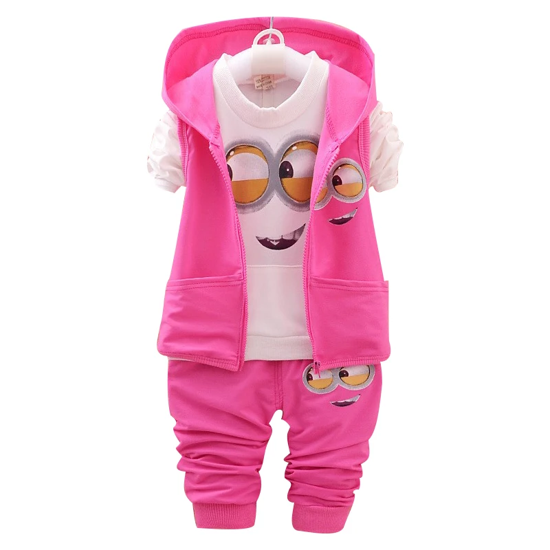 2018 Kids Clothes Minions Baby Boy/girl Clothing Set 3pcs Sport Suit Casual Children T-shirt + Pants+vest Boys Costume Child | Детская
