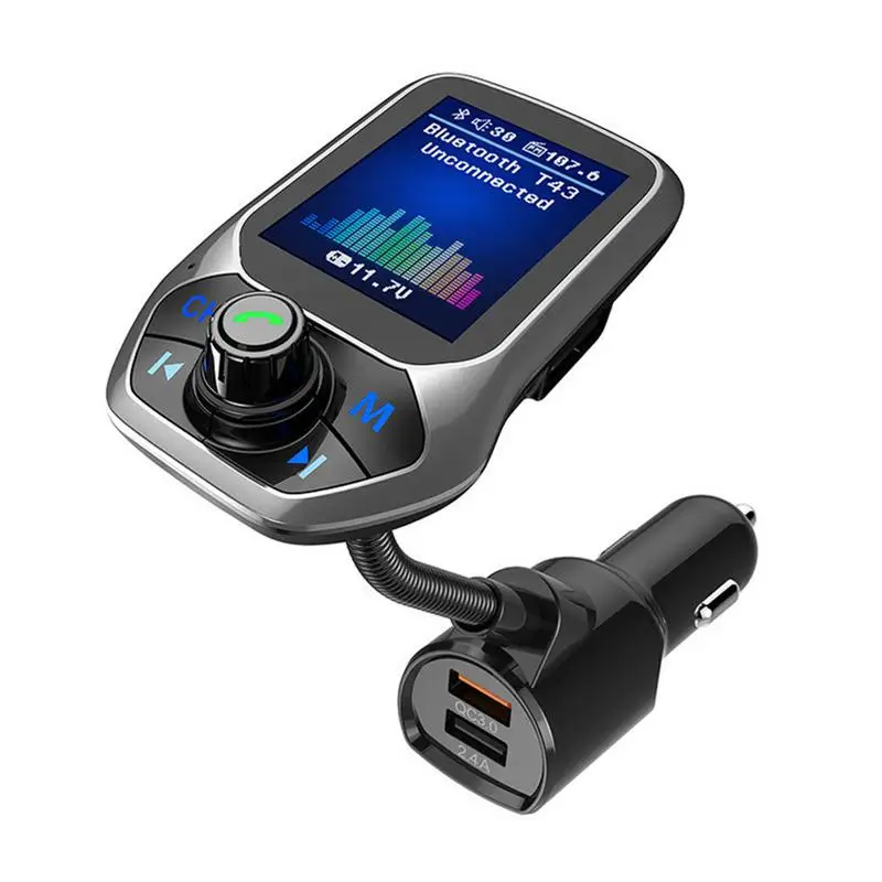 Двойное USB быстрое автомобильное зарядное устройство с QC3.0 T43 Bluetooth fm-передатчик