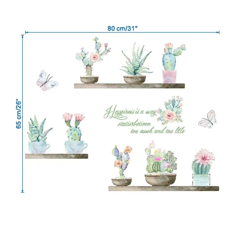 garden potted plants cactus aloe wall stickers home decor living room flower butterfly bonsai decals diy mural art posters | Дом и сад