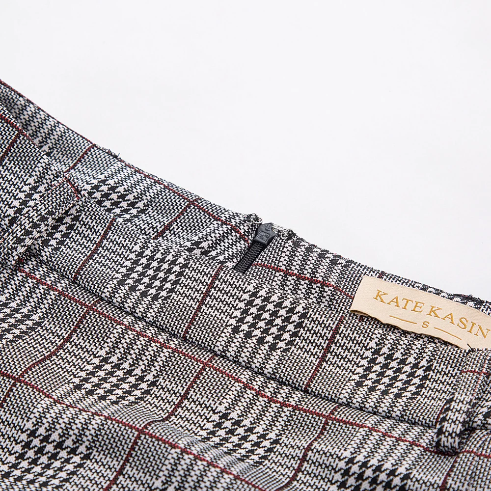 Для женщин юбки Gingham офис бизнес-леди вечерние элегантные ретро сетке пояса украшены бедра-завернутый Bodycon юбка-карандаш