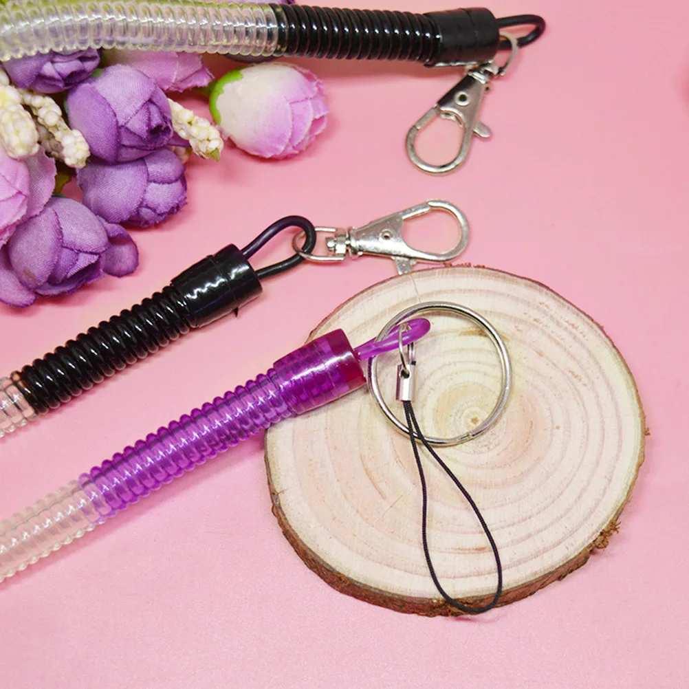 4 шт. брелок весна шнур для катушки троса гибкий шнурок ключей с зажимом
