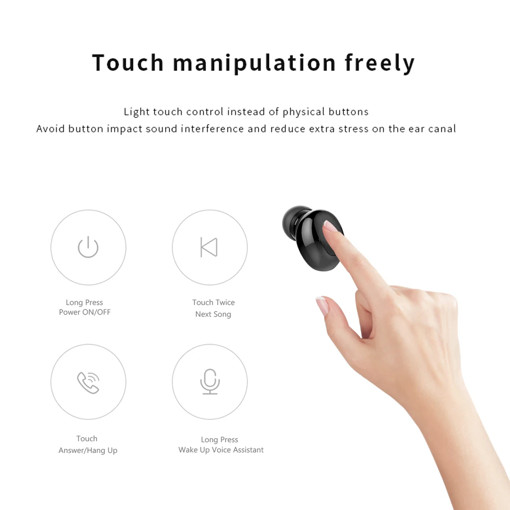 B20 True Wireless Headphones Mini TWS Sports Earphones Portable Bluetooth 5.0+EDR Touch Control Headsets W/ 400mAh Charging Box |