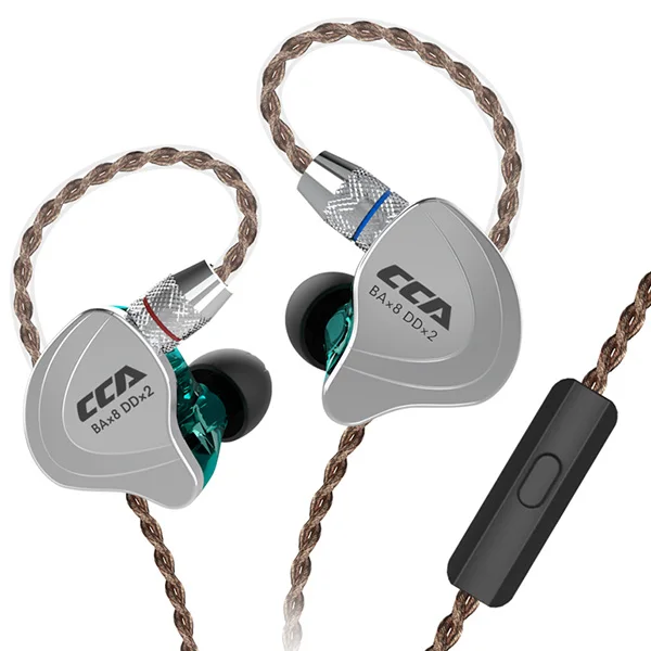 CCA C10 4BA + 1DD гибридные наушники вкладыши HiFi спортивные с микрофоном съемный кабель