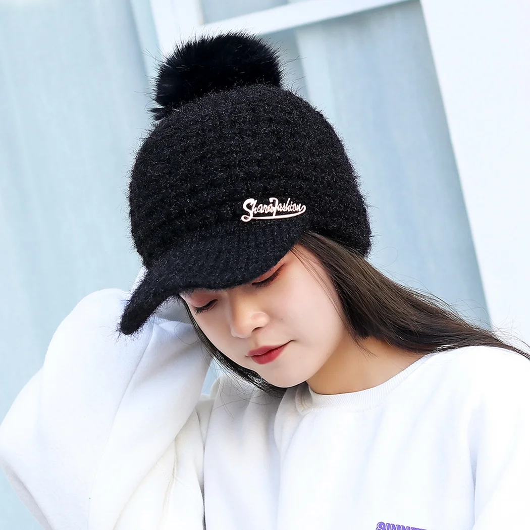 ЛИВА девушка Для женщин мода хип-хоп помпон мех теплый Кепки Snapback шляпа вязаная