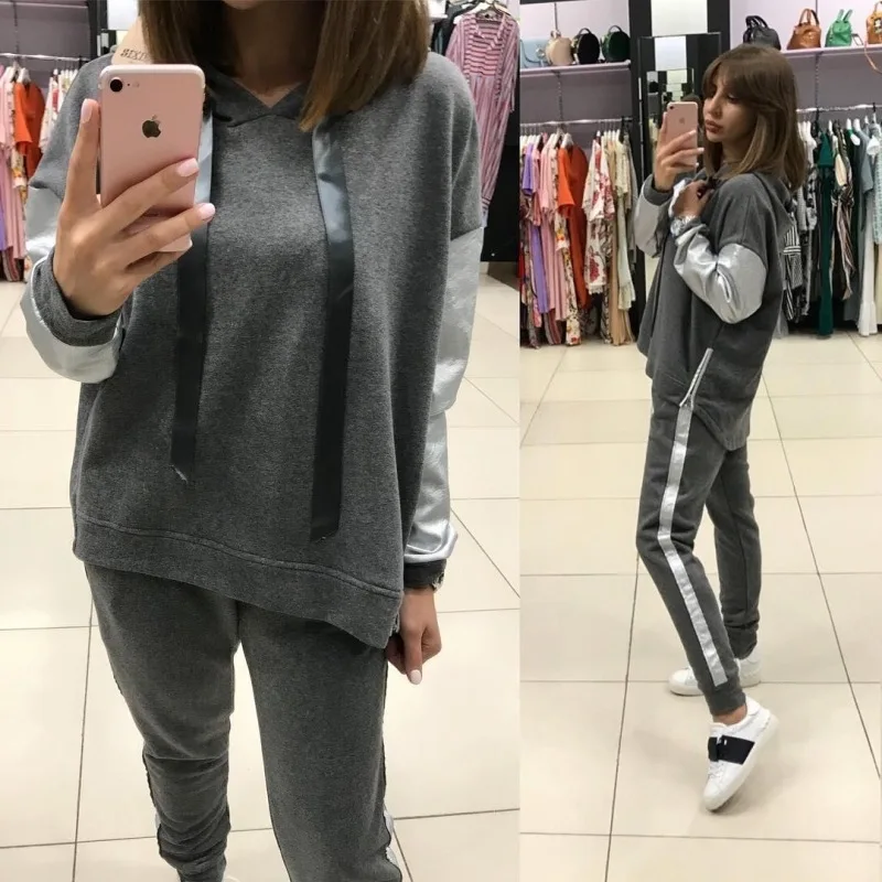Женский спортивный костюм осень-зима 2019 модный новый свитер с капюшоном пуловеры
