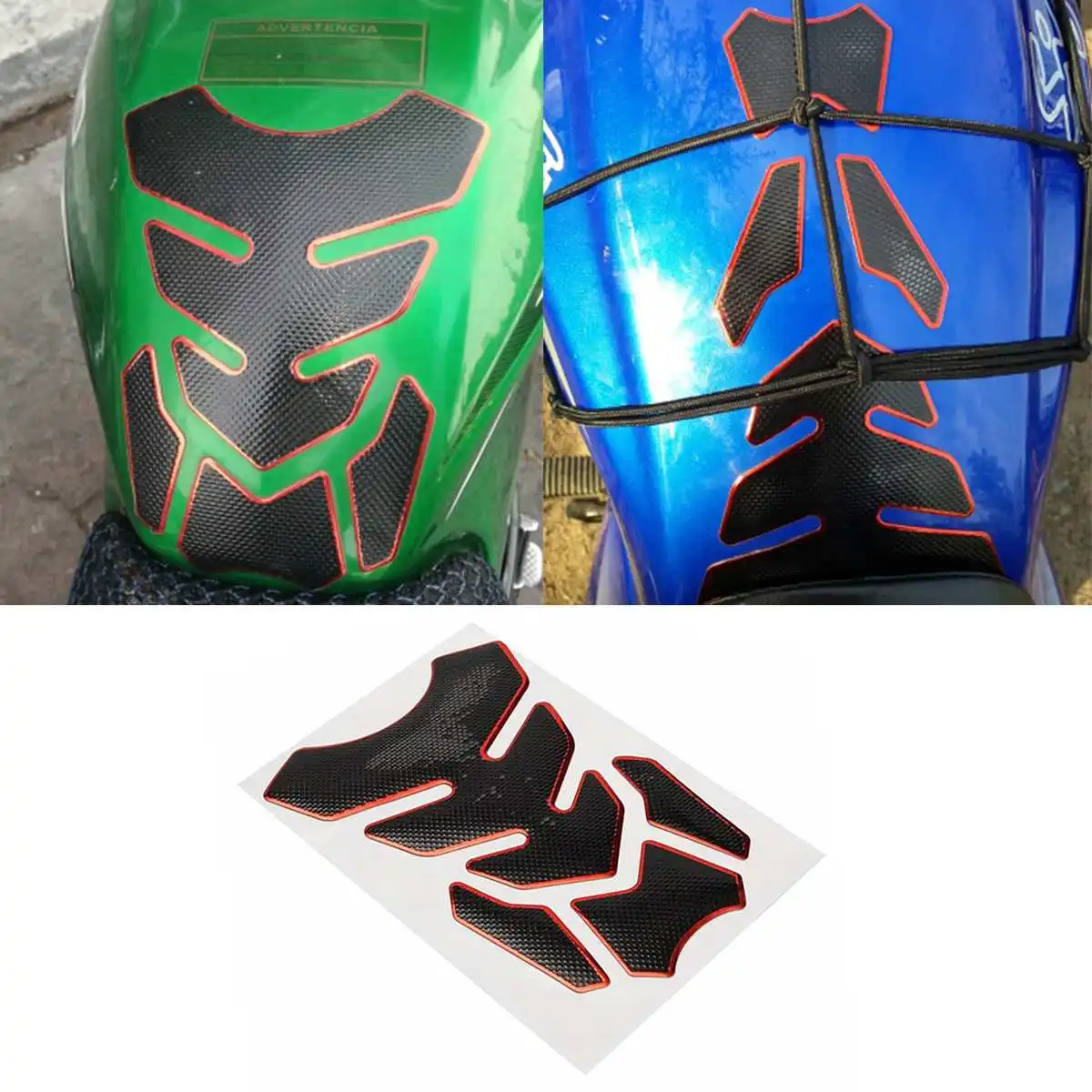 Универсальная красная черная мотоциклетная 3D резиновая наклейка коврик для бака