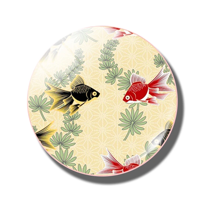 5 шт./компл. модные стеклянные кабошоны 25 мм в виде золотой рыбки с цветком для