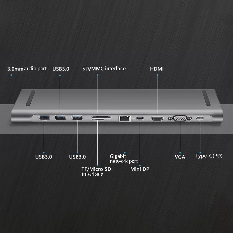 TTKK ULT BEST 10 в 1 3 usb порта Type C концентратор док станция Поддержка 5 мм аудио 4K x 2K Hdmi Vga