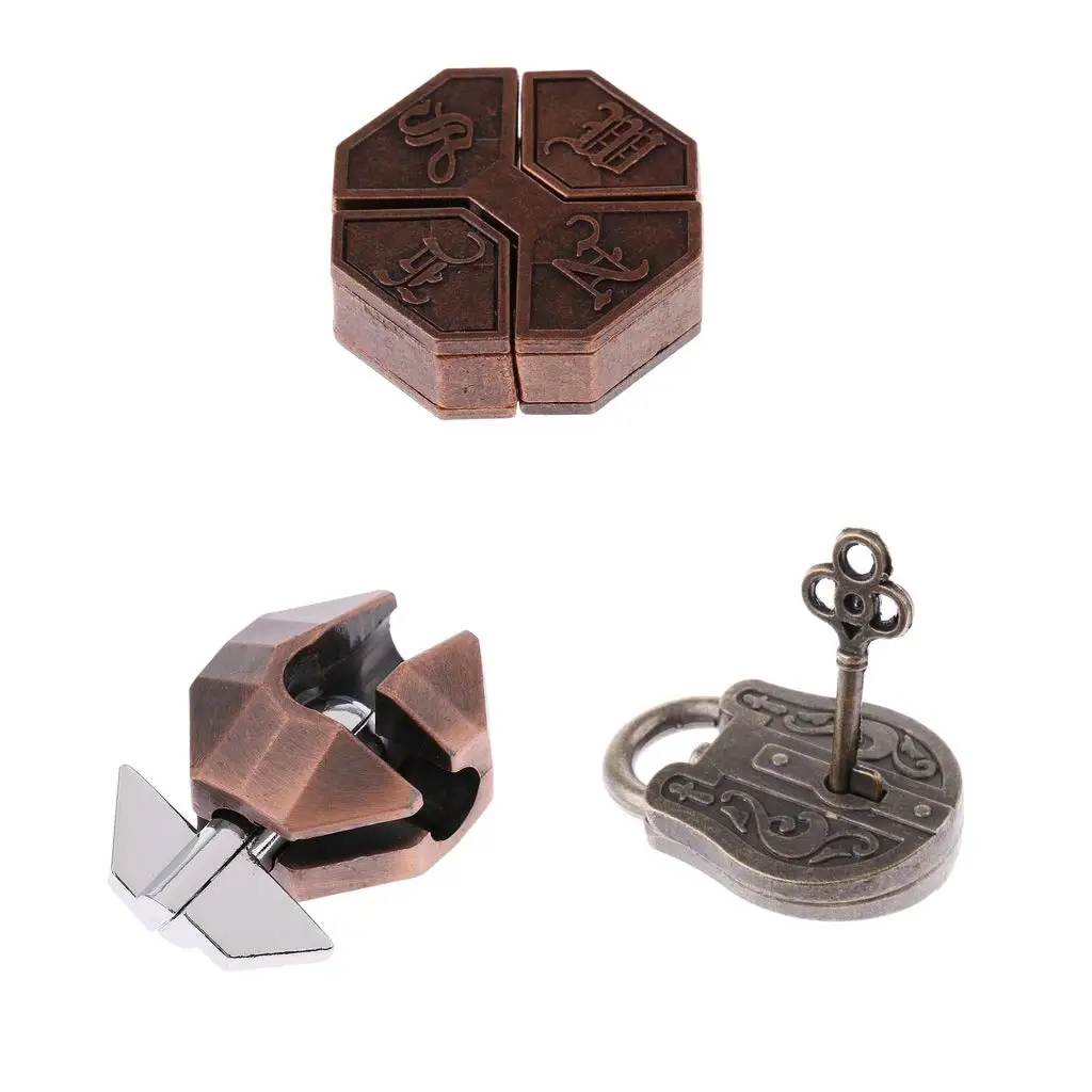 

3pcs IQ Test Locks Puzzle Metal Lock Brain Teaser Creative Thinking Education Game for Adults Kids