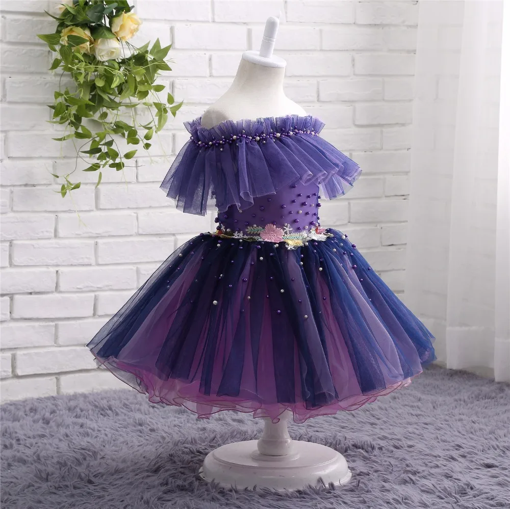 Фиолетовые платья с цветочным узором для девочек длина до пола 2019 Vestidos De Primera Comunion