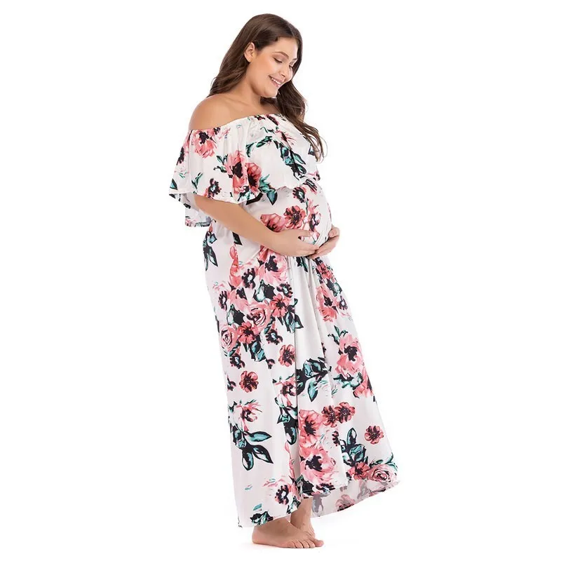 2019 летнее милое платье Premama с оборками на плечах цветочным принтом большие